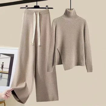 2023 Новый осенне-зимний костюм, женский пуловер, вязаный топ, облегающие повседневные брюки, уменьшающие возраст, Элегантный женский комплект из двух предметов
