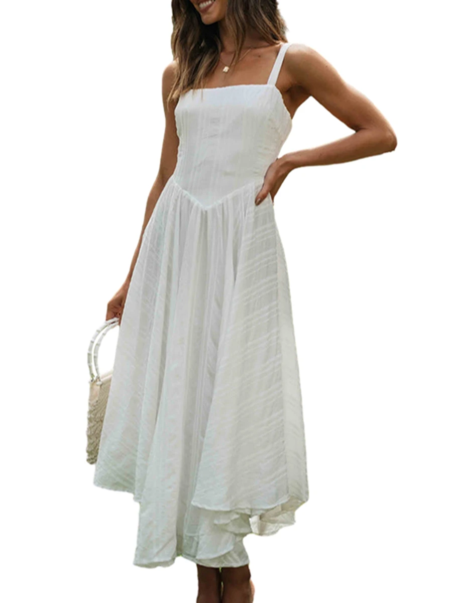 Женское элегантное макси-платье без рукавов с V-образным вырезом и цветочным принтом, с гофрированным подолом и открытой спиной