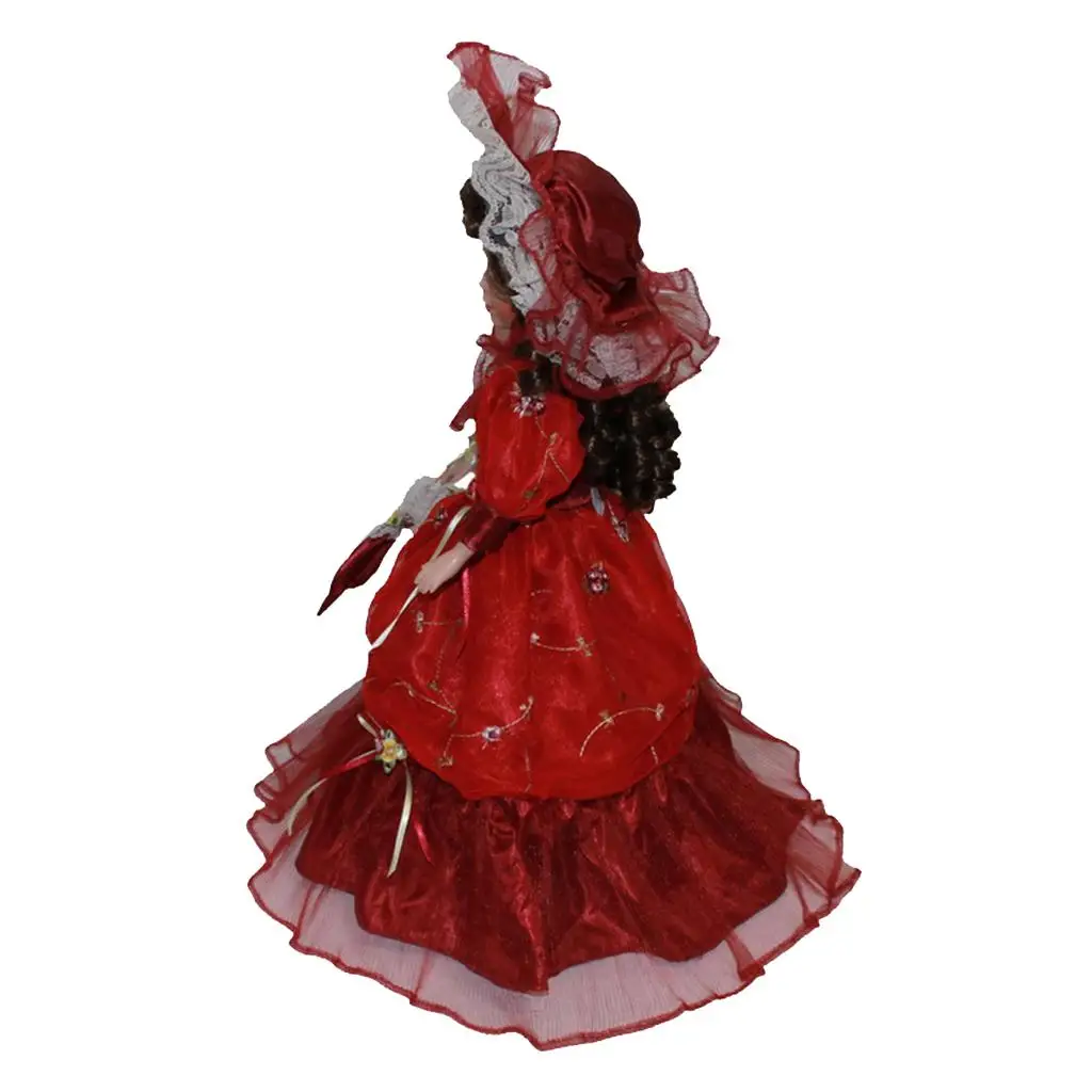 40-сантиметровая фарфоровая кукольная модель в платье и шляпке для домашнего декора