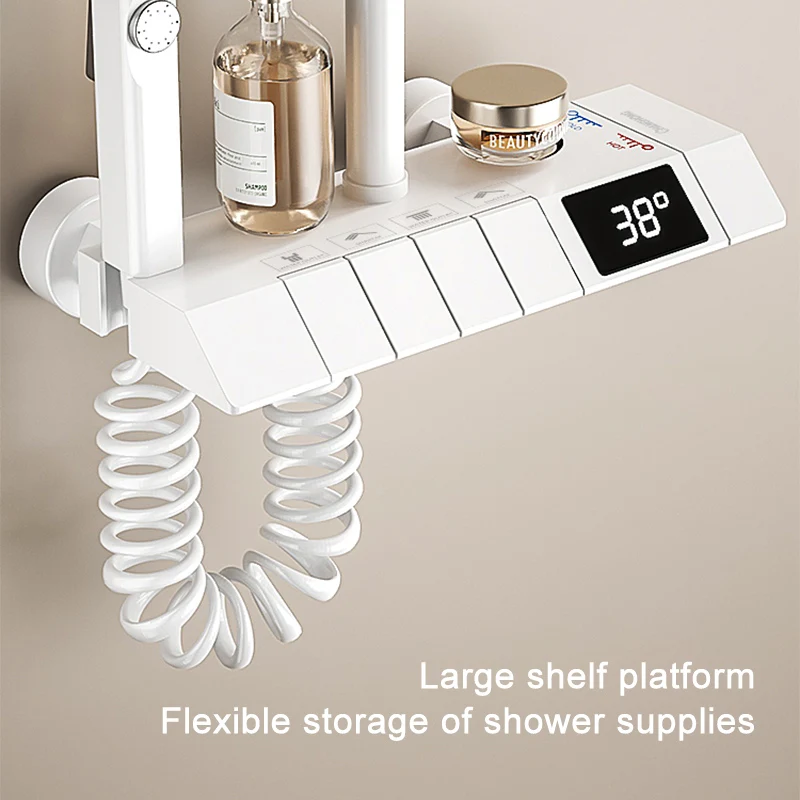Белый Набор для душевой системы в ванной, усилительная насадка, Пианино с постоянной температурой, Цифровой дисплей, Бытовой белый набор для душа