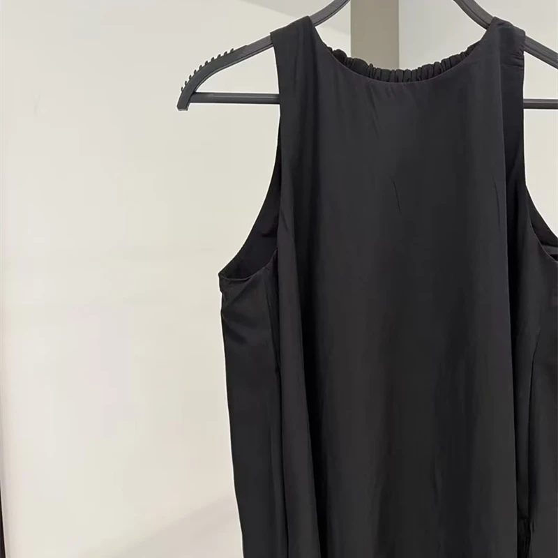 Новое летнее платье 2023 года с круглым вырезом и без рукавов, Свободное Повседневное Плиссированное платье Средней длины в стиле Сарафан