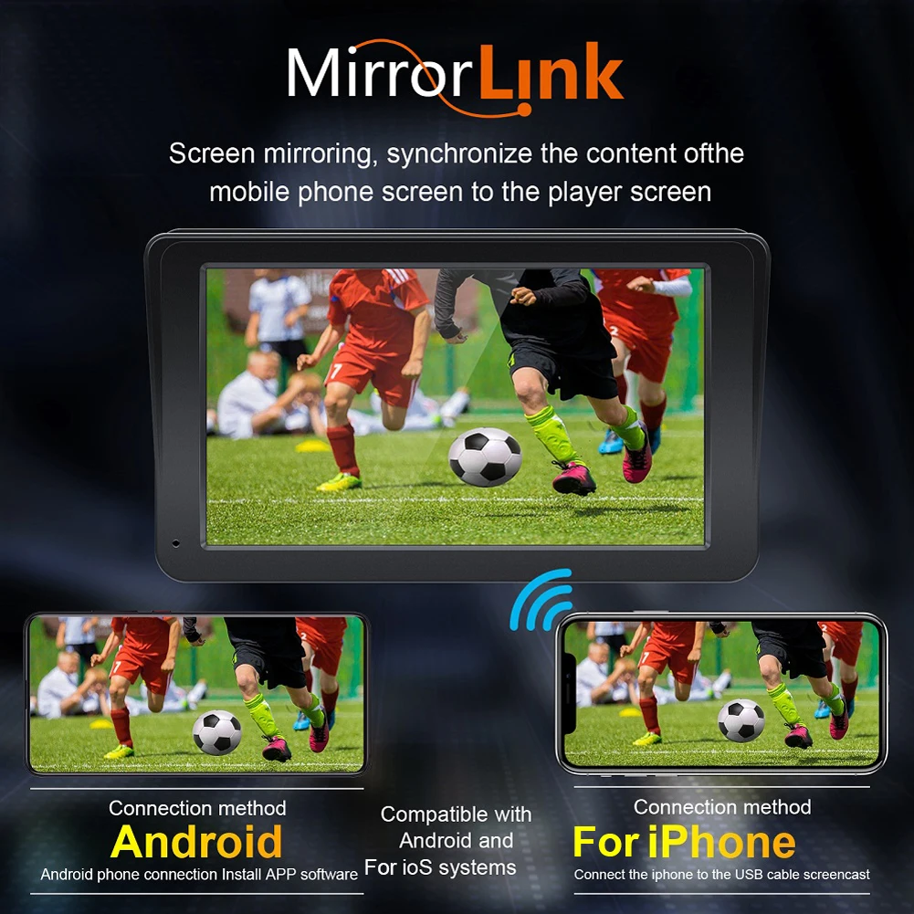 Беспроводная автомагнитола Carplay Android Auto, совместимая с Bluetooth, 7-дюймовое мультимедийное радио, автомобильная стереосистема WiFi MirrorLink, встроенный динамик