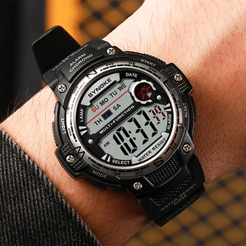 Мужские часы SYNOKE с большим циферблатом, спортивные часы на открытом воздухе, водонепроницаемые военные мужские наручные часы, электронные часы, прямая поставка 2023 года