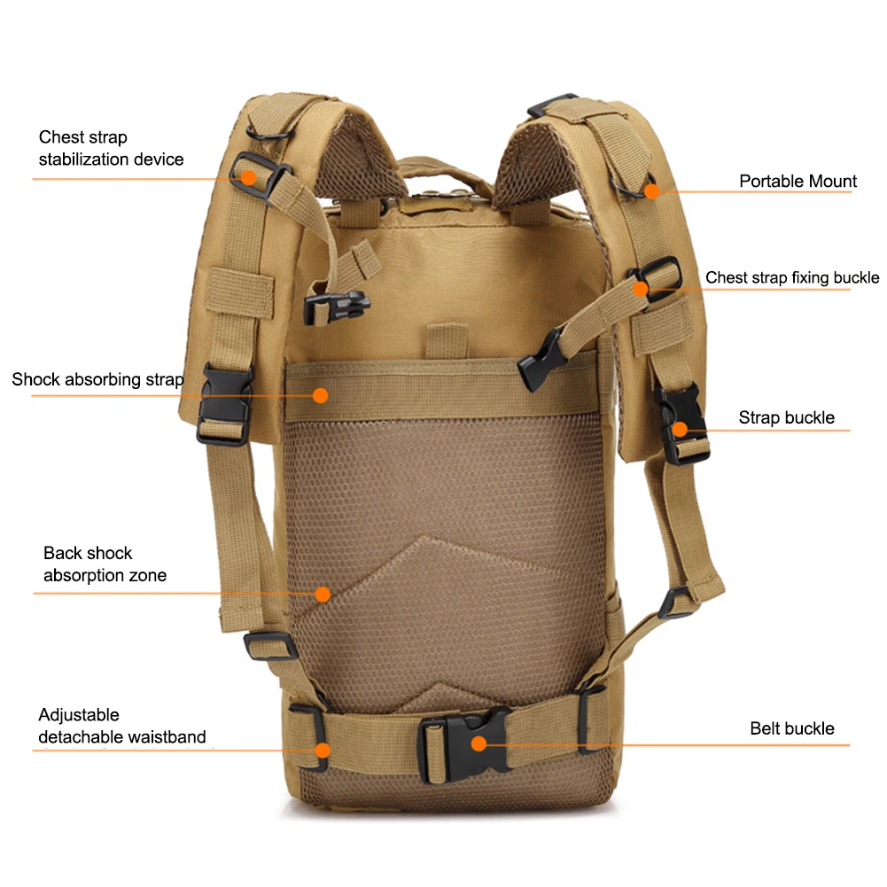 Мужская походная сумка для кемпинга, морозостойкий военный рюкзак 3P, регулируемые ремни для снятия давления для пеших прогулок, кемпинга, альпинизма