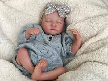 FBBD 50cm Reborn Baby Doll Levi Sleeping Cute Baby Уже Готовая 3D Кукла С Кожей И Милым Платьем Рождественский Подарок