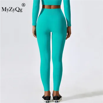 MyZyQg Женские бесшовные леггинсы для йоги, пилата, обтягивающие спортивные колготки для бега, Быстросохнущие брюки для фитнеса с высокой талией
