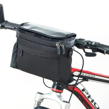 Велосипедная сумка на руль Большой емкости Держатель мобильного телефона для горных шоссейных велосипедов, скутера, нейлоновая передняя трубка, велосипедная сумка
