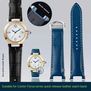 Для новых часов Cartier Pasha из быстросъемной коровьей кожи Ремешок для часов WGPA0019/0026 W2PA0014 WSPA0010 С вогнутой складной пряжкой ремешок для мужчин