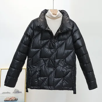 Зимнее пуховое короткое повседневное пальто с воротником-стойкой и длинными рукавами 2023, женская стеганая куртка PH020