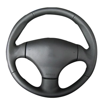 Индивидуальный Оригинальный чехол на руль автомобиля своими руками для Peugeot 206 SW CC, черный, ручной пошив, Обертывание рулевого колеса из искусственной кожи