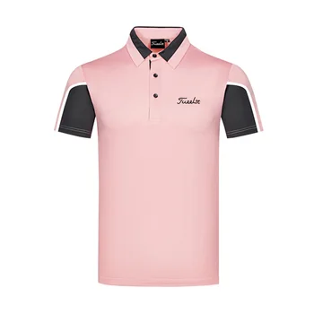 Летом 2023 года Новая мужская одежда для гольфа, спортивная рубашка с коротким рукавом на открытом воздухе, Быстросохнущая Дышащая белая или розовая повседневная рубашка ПОЛО, топ