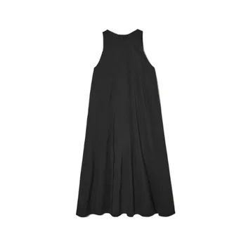 Новое летнее платье 2023 года с круглым вырезом и без рукавов, Свободное Повседневное Плиссированное платье Средней длины в стиле Сарафан