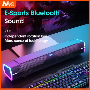 Новый компьютерный динамик Bluetooth 5.0, сабвуфер с подсветкой RGB, длинный динамик, наружный портативный аудиосистема, домашний стереофонический динамик объемного звучания