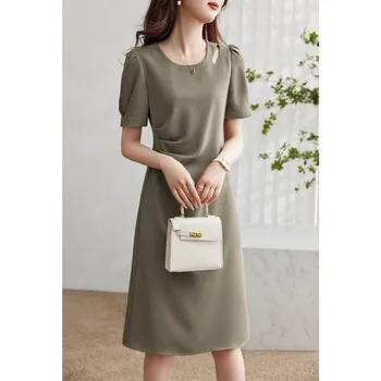 Открытое дизайнерское платье для женщин новое лето 2023 плиссированная элегантная и минималистичная юбка юбка
