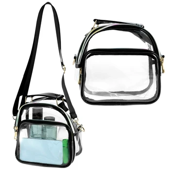 Прозрачная сумка из ТПУ Прозрачная сумка для женщин мужчин Большая вместительная сумка через плечо с передним карманом Прозрачная сумка для спортзала с