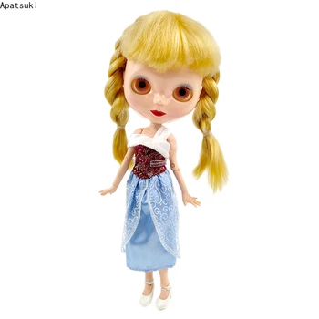 Фиолетово-синяя кукольная одежда для Blythe, платье принцессы для Neo Blythe, аксессуары для кукол 1/6, наряды для кукол Licca, детские игрушки