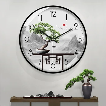 Хайна Байчуань, новые китайские часы, настенные часы, гостиная, домашняя мода, пейзаж в китайском стиле, современные настенные часы, немой звук
