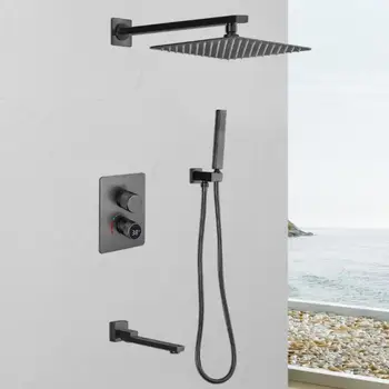 Цифровая металлическая дождевая насадка серого цвета для ванной комнаты Латунная ванна настенный набор для душа Настенный смеситель для душа